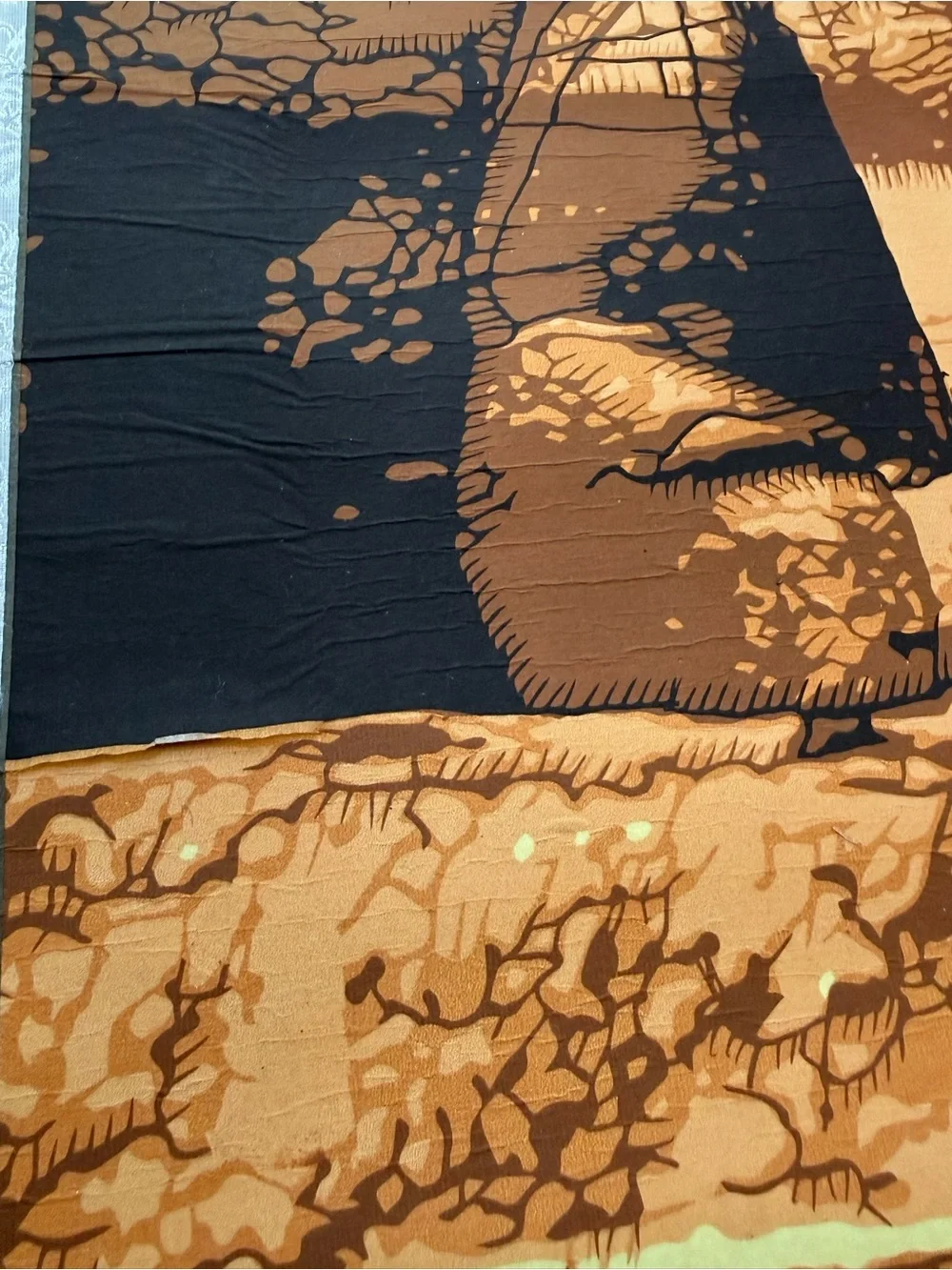 Yungang Grottoes Buddha Laser-Cut Papercut Art Scroll – 6 Foot, Silk Brocade